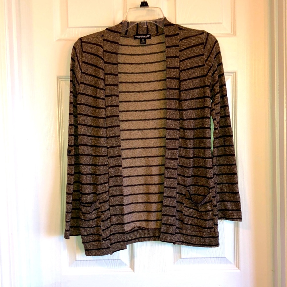 EUC About A Girl Roll tab sleeve open cardigan XS